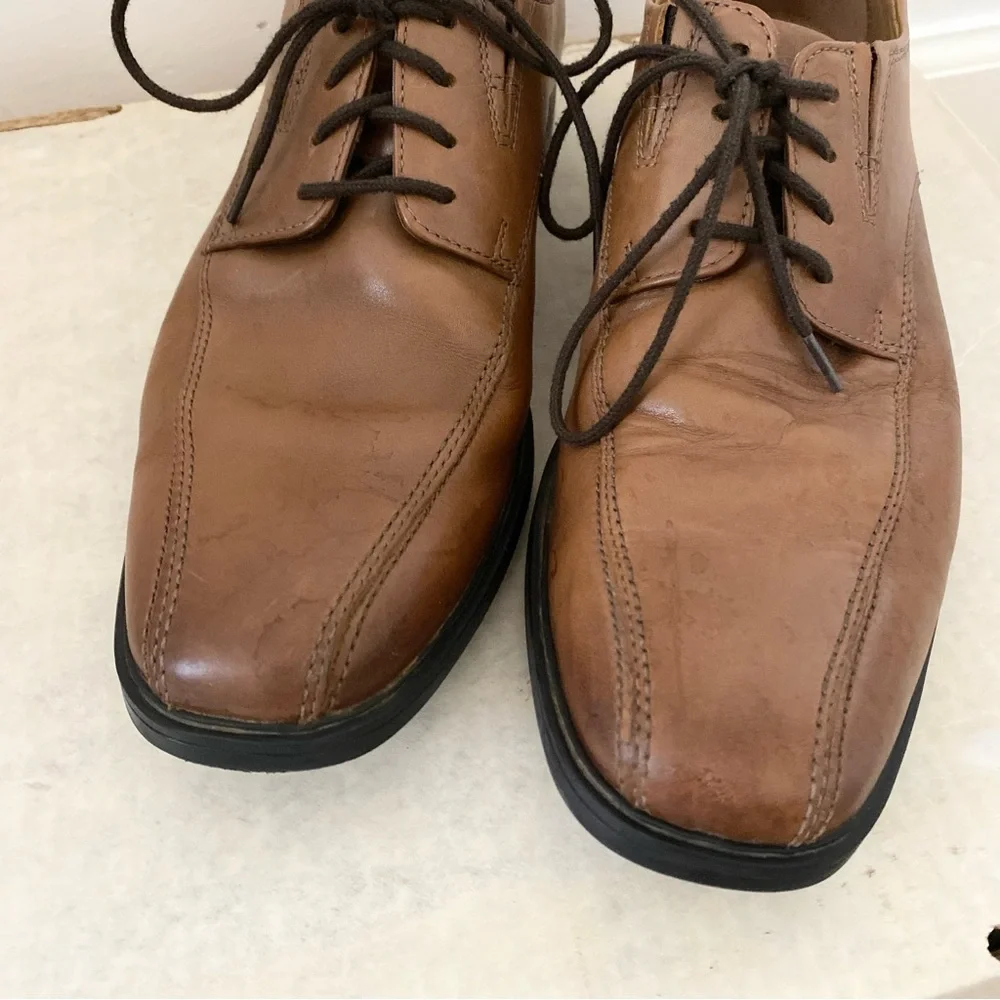 Clark's Tilden Walk Oxford Sneakers‎ Leather Lace-up Men's Size 8.5 Dark Tan - Picture 5 of 9